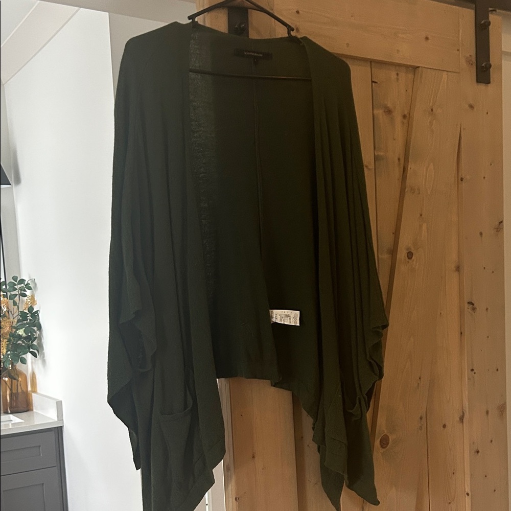 Olive Green Open Front Cardigan la fee maraboutee poncho